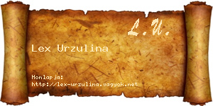 Lex Urzulina névjegykártya